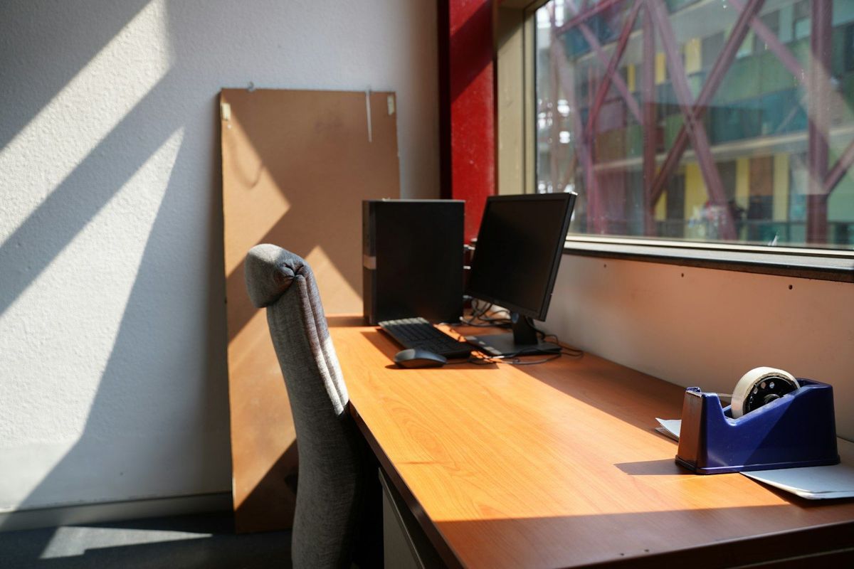 Office desk in direct sun